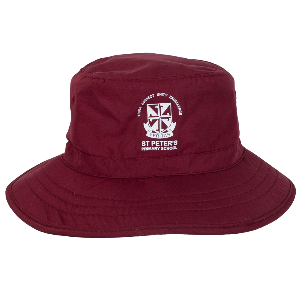 BNWT Boys Girls Maroon LW Reid Sz Large 59cm School Uniform Bucket Hat UPF  50+